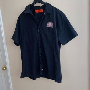 Black Club button up Dickies short sleeve y2k pocket shirt graphic tee retro top
